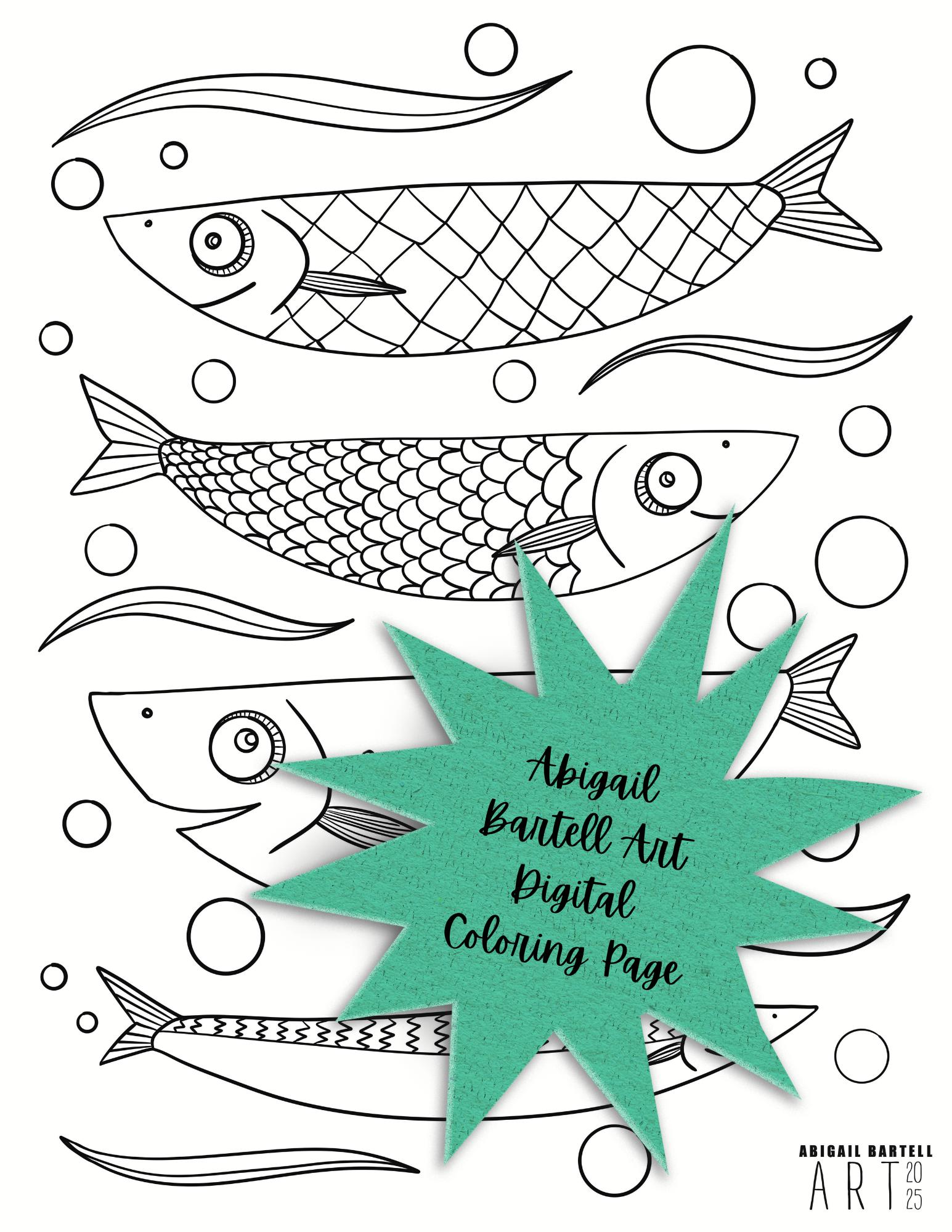 Four Fish Coloring Page- Digital Download - Etsy Australia