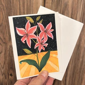 Cartes de correspondance/cartes de voeux observation des étoiles - Illustration aquarelle
