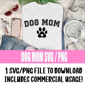 Perro mamá Varsity Paw Print SVG / Png / Descarga digital, Varsity Letter Dog Mom png, Amante de los perros, Fur Baby Clipart