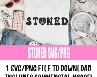 Stoned Pot Leaf SVG/PNG – Funny Retro Stoner Design (Digital Download)