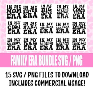 15 In meiner Family Era Bundle SVG / Png Pack | Digitaler Download, In meiner Mom Era, Schwester Era svg, Familie Swiftie png, Eras Cut File Bundle