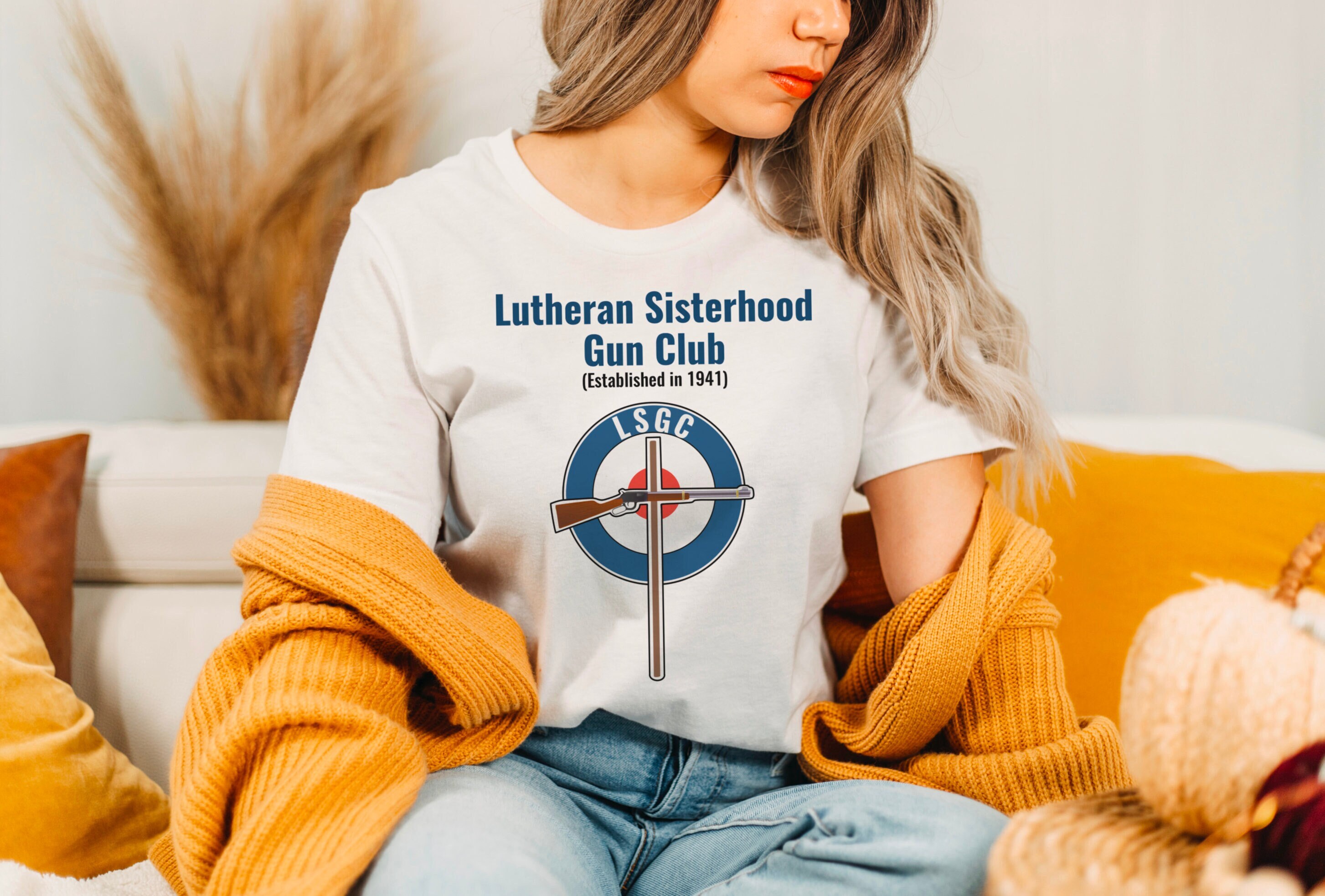 Lutheran Sisterhood Gun Club T-shirt – Funny Drop Dead Gorgeou Tee 