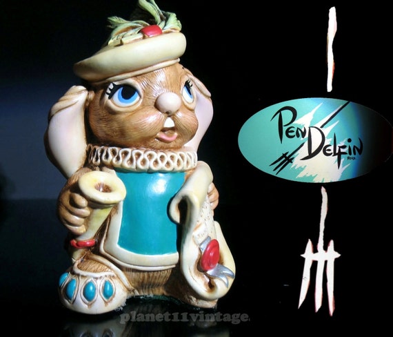 Vintage NEW NOS Pendelfin Herald stoneware figurine rabbit w/ Box Family circle Vintage NEW NOS Pendelfin Herald stoneware figurine rabbit w/ Box Family circle