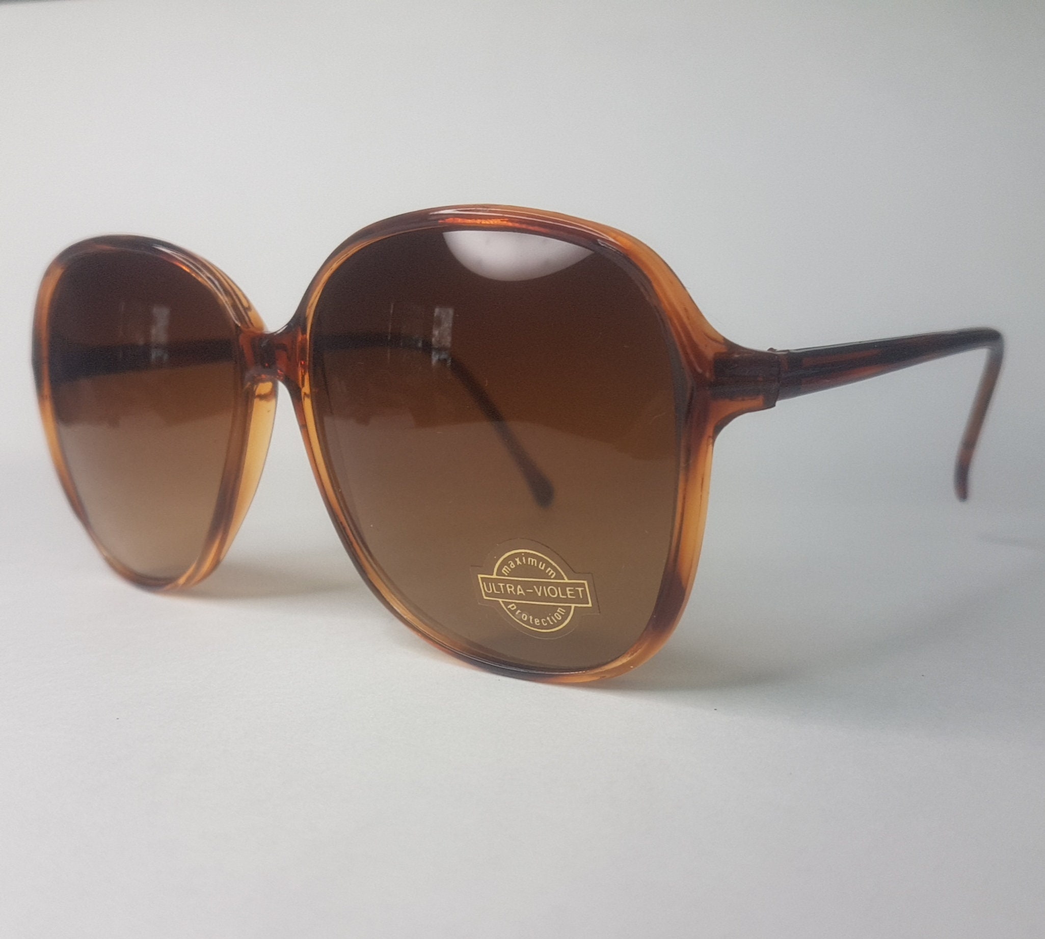 Vintage NOS Oversized RETRO 80s, Brown Plastic Tortoise  display picture 2