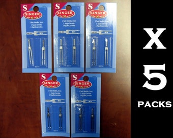 NEW - Sewing machine - Singer - 3mm Twin needles - 5 packs - #2025 90/14-  10 needles - decorative stitches - & - double stitching -