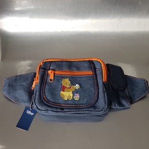 Disney Winnie the Pooh Jean Denim Embroidered fanny pack waist bag pak Y2K 1990S Wallet, phone bag jogging purse