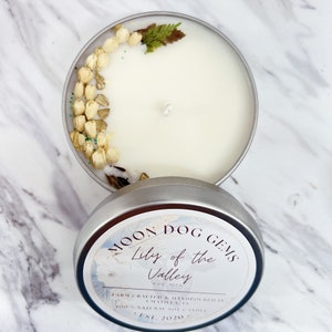 Lily of the Valley Soy Candle: Floral Scented, 8 oz Silver Tin