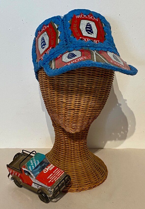 Crocheted Molson Beer Can Baseball Cap Gem