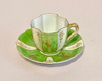 Japanese Espresso - Demitasse French Style Cup and Saucer in Green