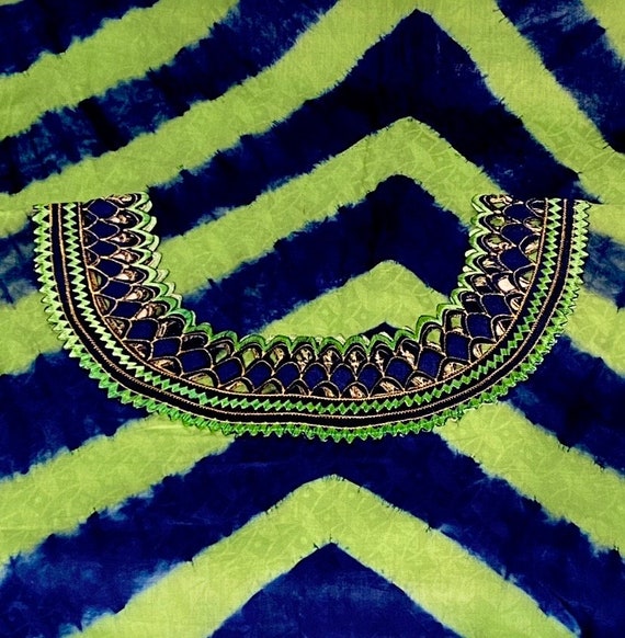 Green and Blue Tie Dye Ethnic Dress with Embroide… - image 6
