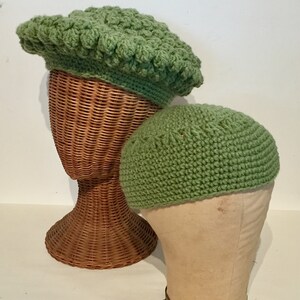 Hand Crocheted Vintage Sage Green Beanie image 1