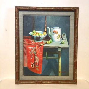 Asian Inspired Vintage Still Life Painting image 1