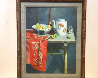 Asian Inspired Vintage Still Life Painting