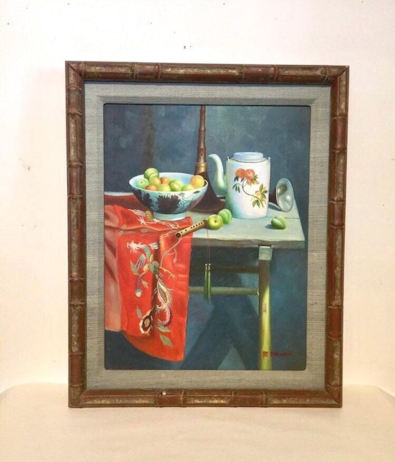 Asian Inspired Vintage Still Life Painting