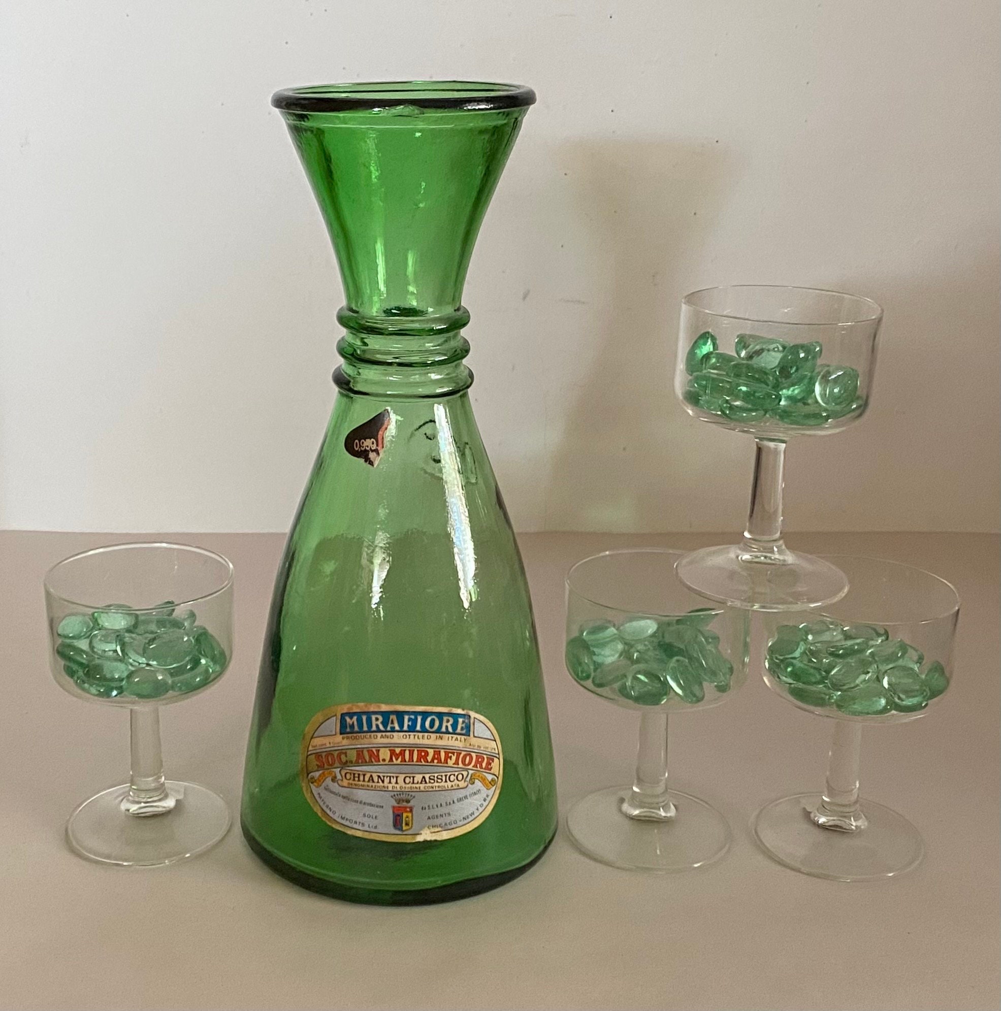 Italian Mirafiore Chianti Green Glass Wine Carafe - Etsy