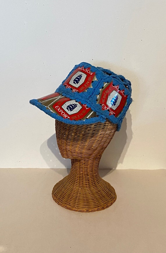 Crocheted Molson Beer Can Baseball Cap