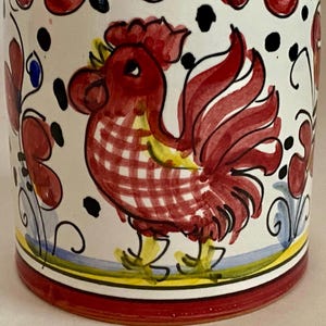 Italian Deruta Hand Painted Red Rooster Vase