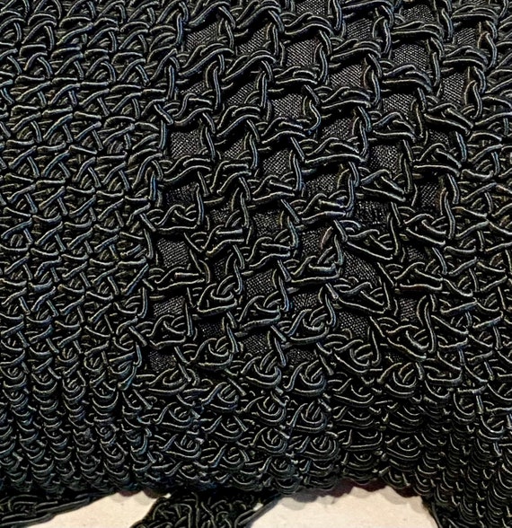 Black Crocheted Drawstring Backpack Bag - image 9