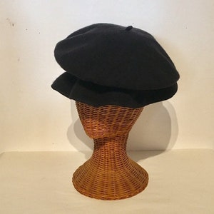 Black Wool Felt Beret/Mop Hat