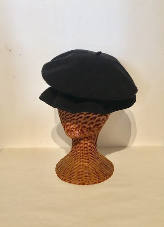 Black Wool Felt Beret/Mop Hat