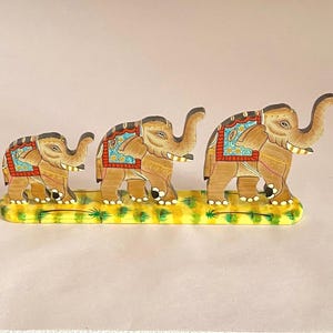 Indian Benares Carved Wooden Folk Art Elephant Parade