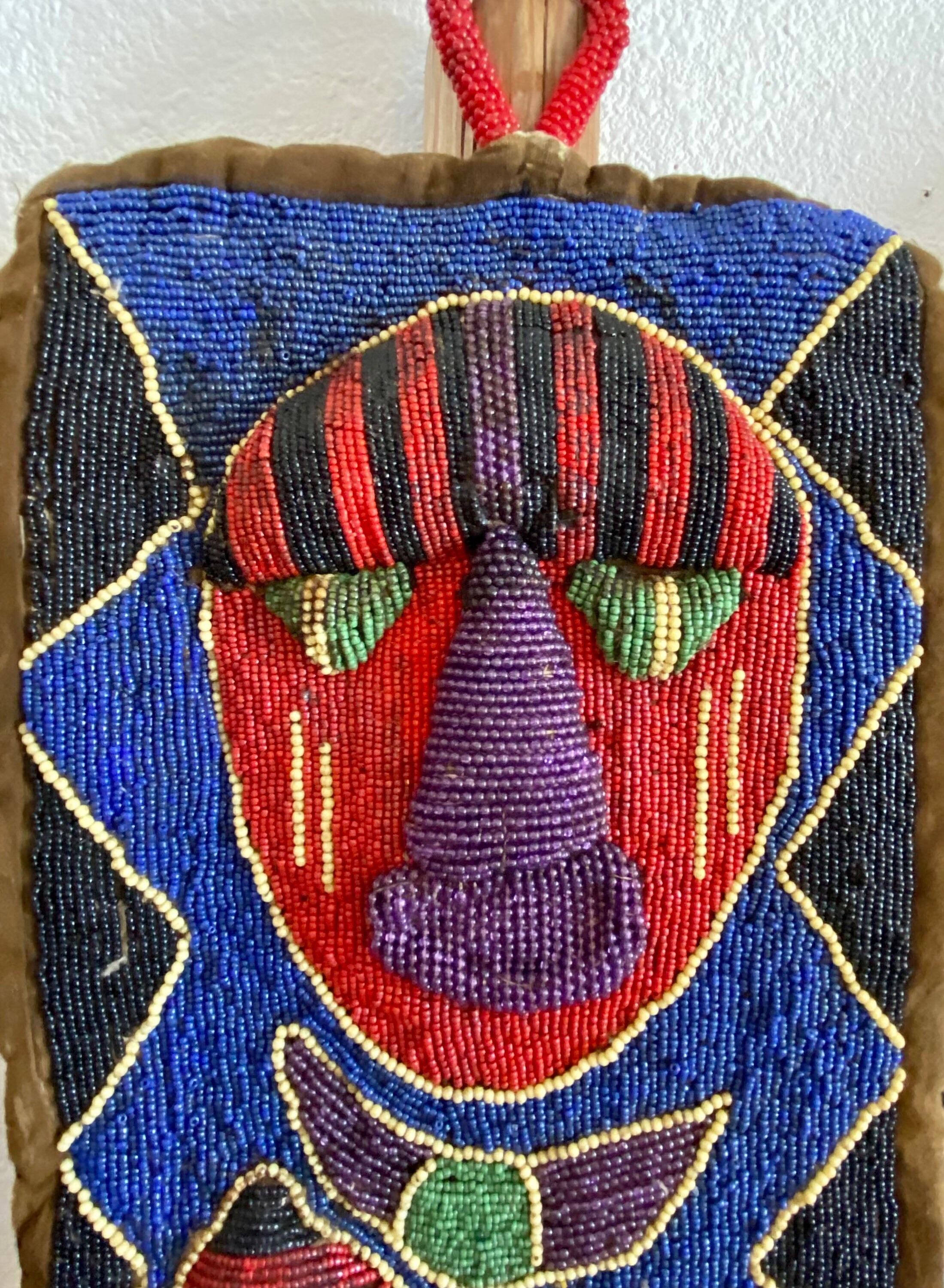 Vintage African Yoruba Beaded Diviner Wall Hanging