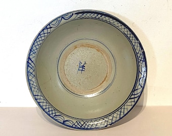 Vintage Blue Dragon Rice Eye Porcelain Bowl, Chinese Dishware