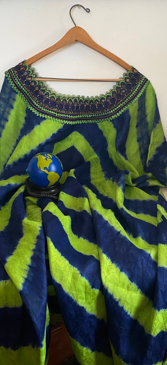 Green and Blue Tie Dye Ethnic Dress with Embroide… - image 10