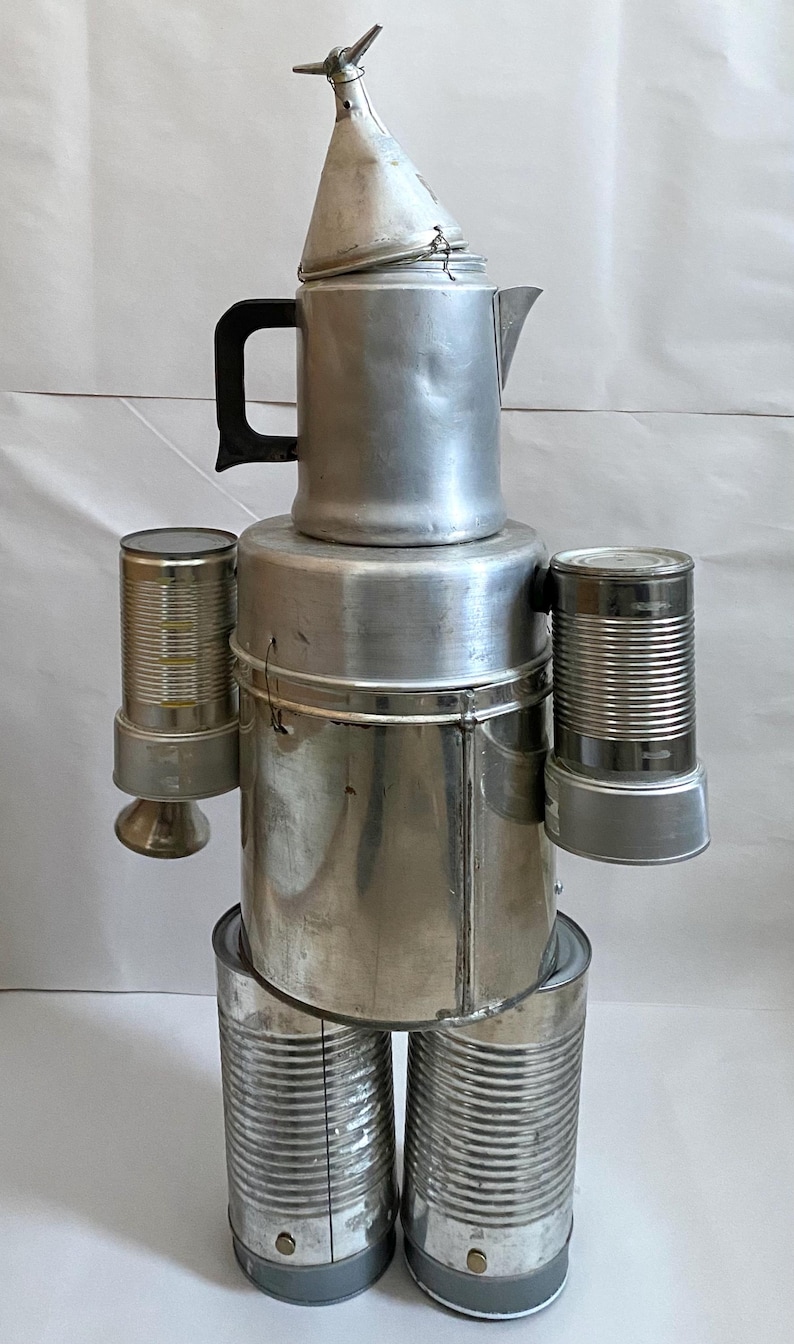 USA Recycled Tin Man Tin Can Robot Figure Etsy