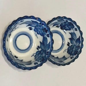 Russisch blauw-witte porseleinen kommenset/2"