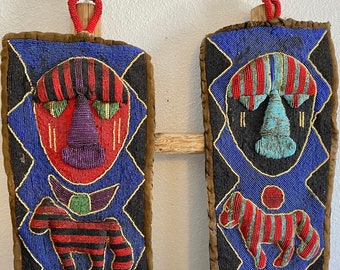 Vintage African Yoruba Beaded Diviner Wall Hanging