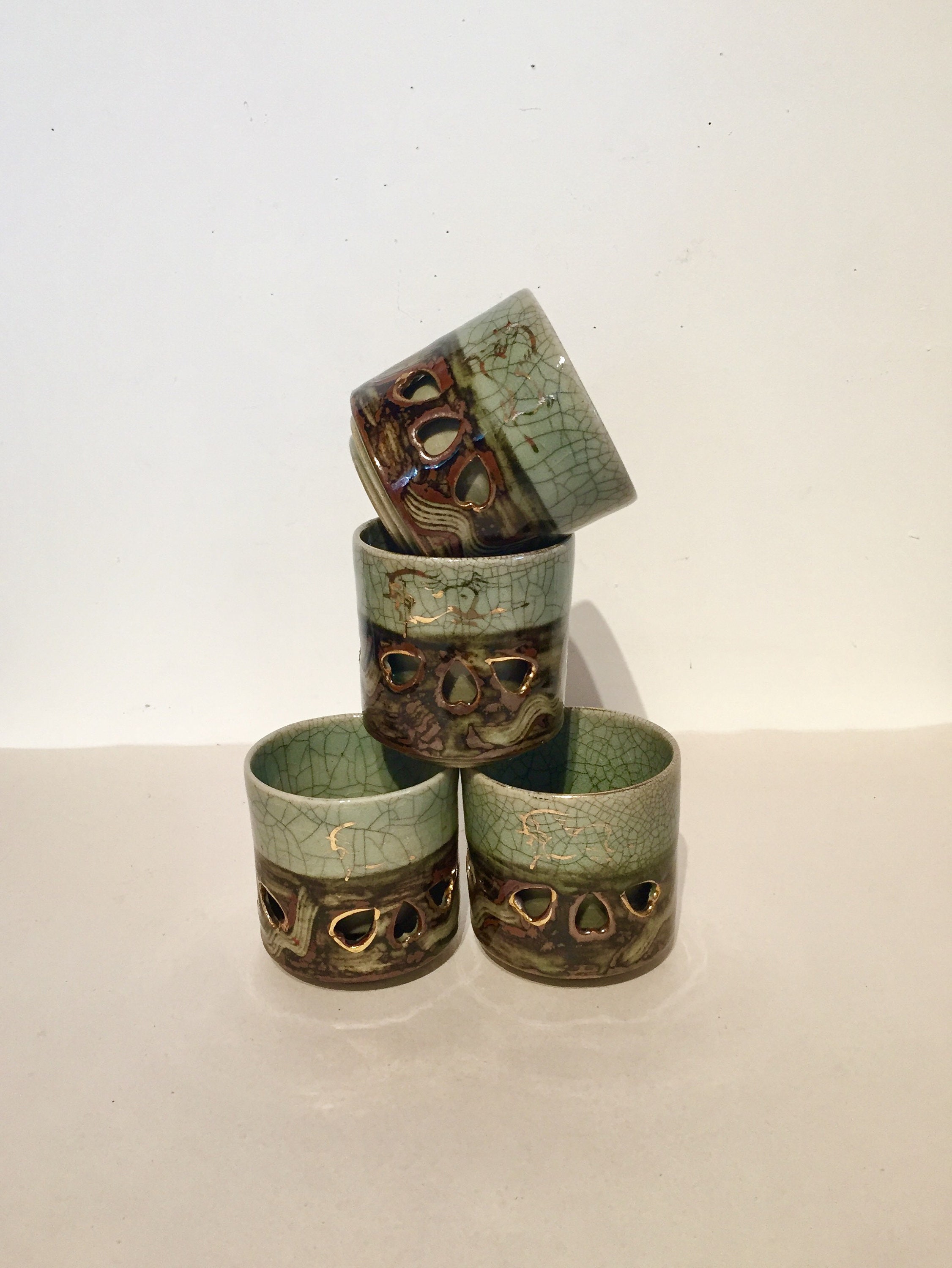 Japanese Aohibi Somayaki Tea Cups Set/4 - Etsy