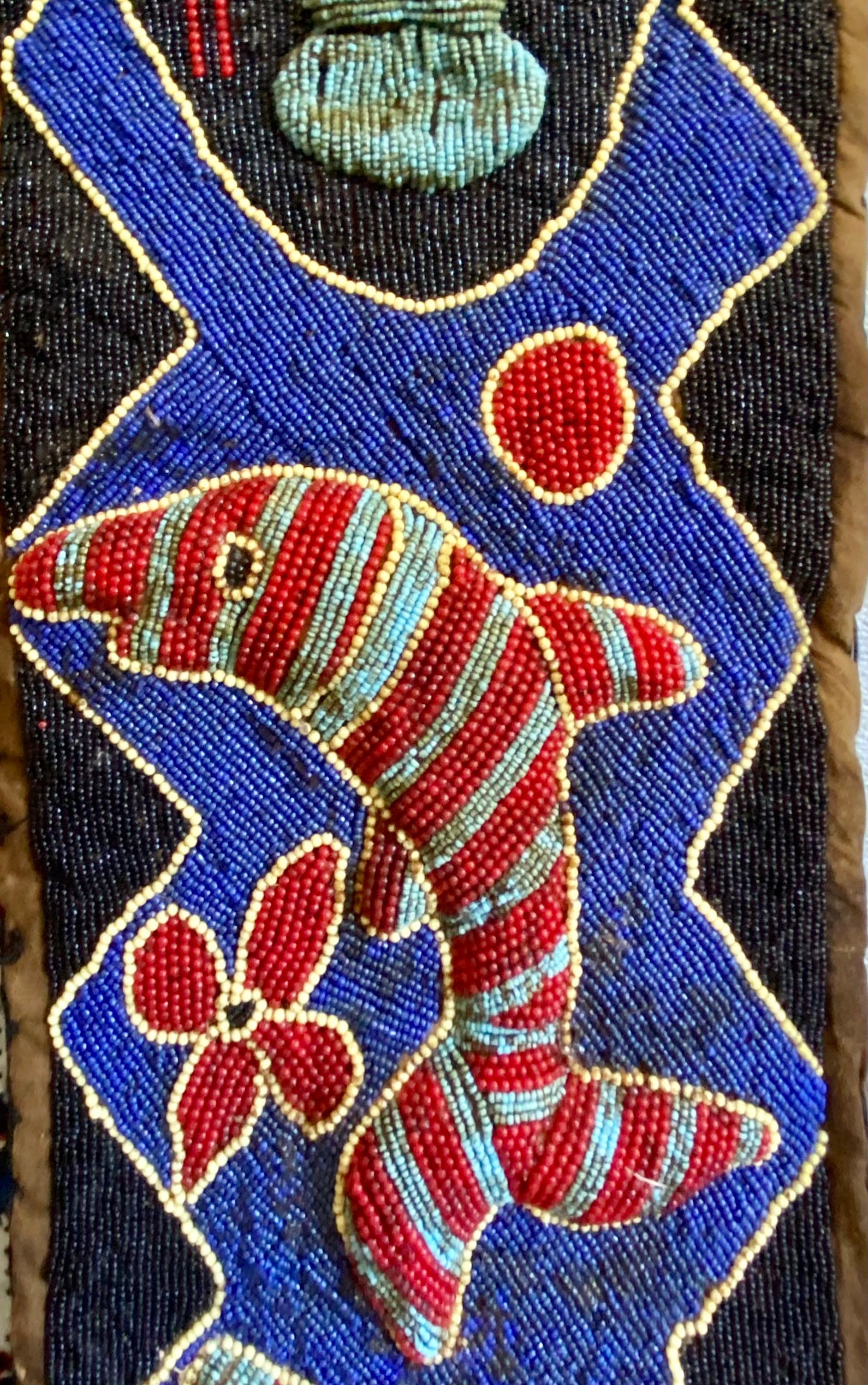 African 20th C. Hand Beaded Yoruba Belt Sash Wall Hanging 39/25