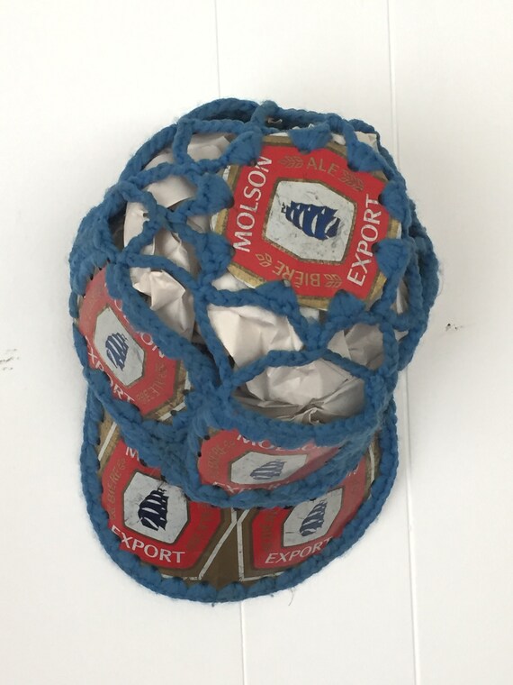 Crocheted Molson Beer Can Baseball Cap Gem