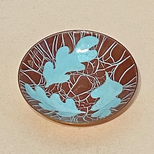 Enamelware Turquoise & Brown Small Plate