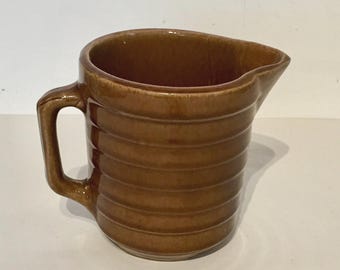Caramel Brown Banded Ceramic Large Pitcher/Jug