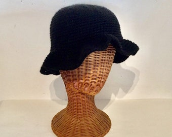 Hand Crocheted Black Slouch Hat