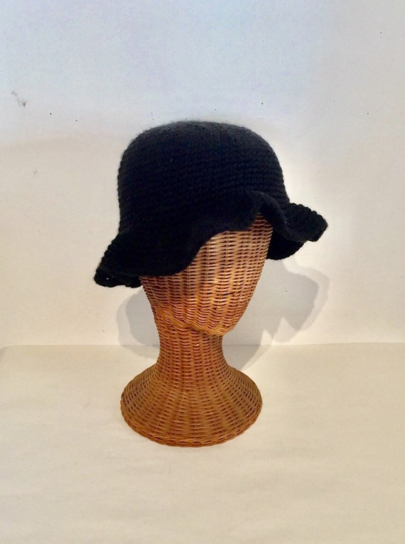 Hand Crocheted Black Slouch Hat