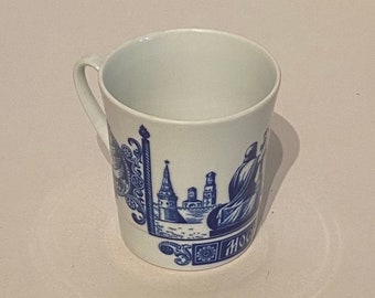 Russian Ceramic Blue & White Souvenir Mug