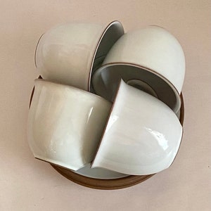 German KMK Art Pottery Gray Cups and Saucers set/4
