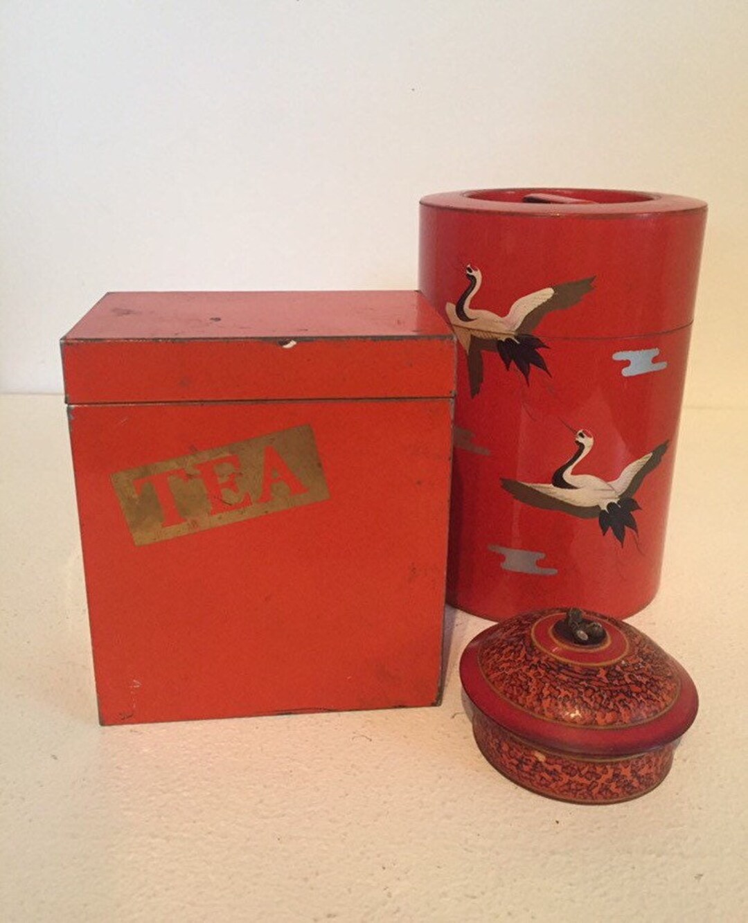 Orange Vintage Tea Caddy Etsy