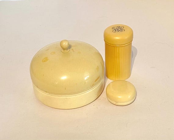 Celluloid Vanity Container Collection set/3