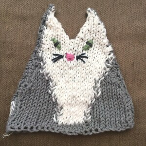 Hand Knit Kitty Kat Kids Hat