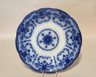 British Flow Blue New Wharf Pottery Co. Porcelain Serving Bowl