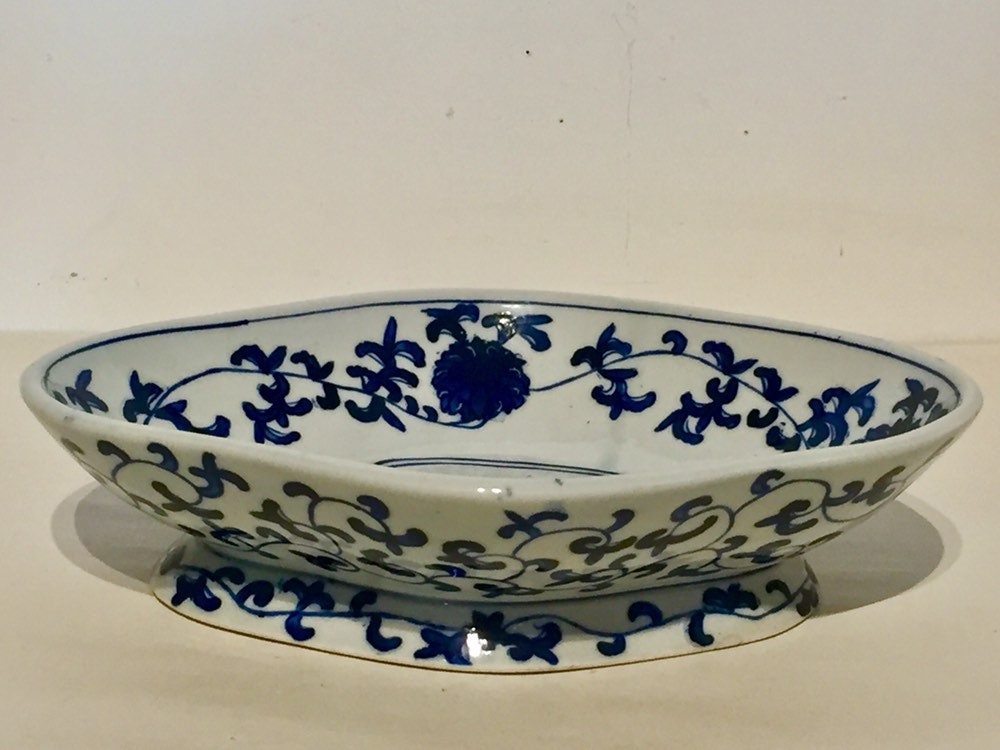 Coriander Sea Island Imports Blue & White Porcelain Serving Bowl 
