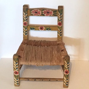 Mexican Yellow Vintage Wooden Painted Child’s/Kids Chair