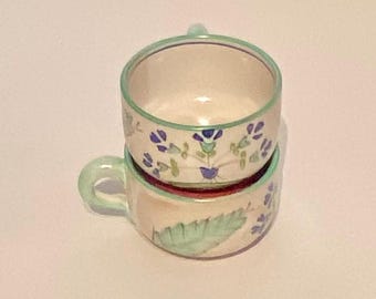 Conjunto de 2 xícaras estilo cappuccino de cerâmica italiana