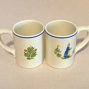 French ‘Longchamp - Brittany’ Pottery Coffee Mugs set/2