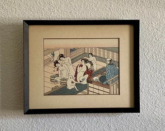 Japanese Torii Kiyonaga Framed Woodblock Print