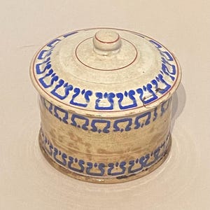 French Faience Pottery Lidded Canister